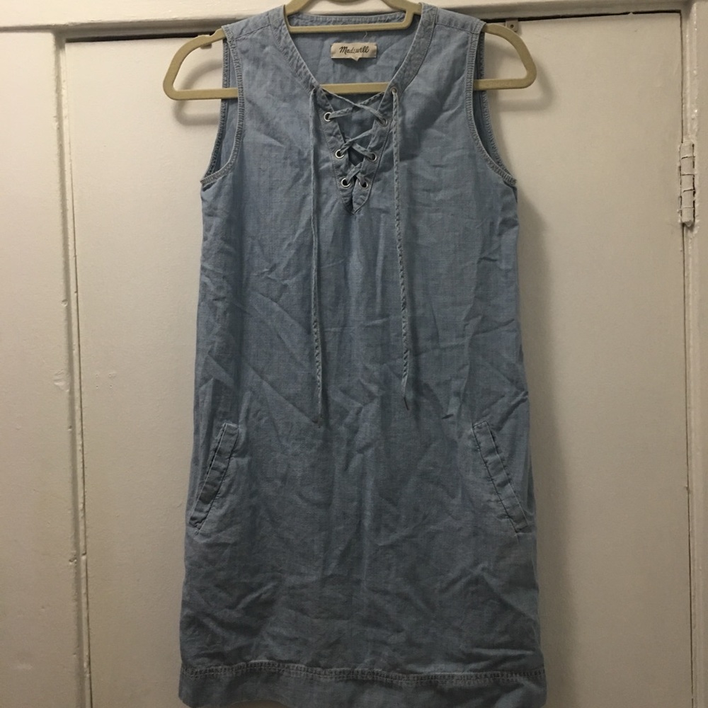 Madewell chambray lace up shift xxs - Picture 3 of 7
